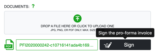 Sign the proforma invoice