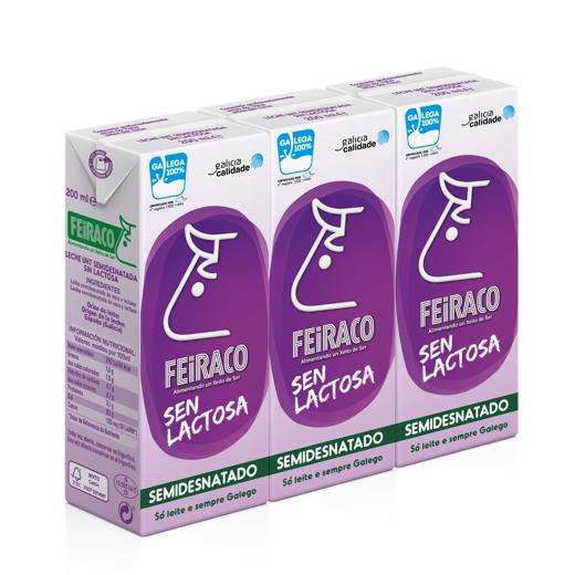 LECHE FEIRACO SEMIDESNATADA SIN LACTOSA, EN FORMATO DE 200 ml