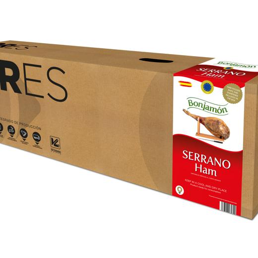 LOTE JAMÓN RESERVA PIEZA CON JAMONERO, CUCHILLO Y CHAIRA - BONJAMÓN