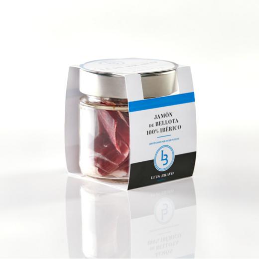 Jamón de Bellota 100% Ibérico 80gr. Cortado a Cuchillo en Tarro de Vidrio al Vacío