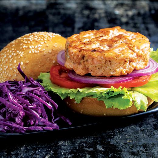 Atlantic Salmon, Fish Burger, Pre-fried, 80% Fish