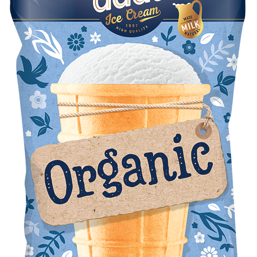 ORGANIC Vanilla fl avoured ice cream in a wafer cup