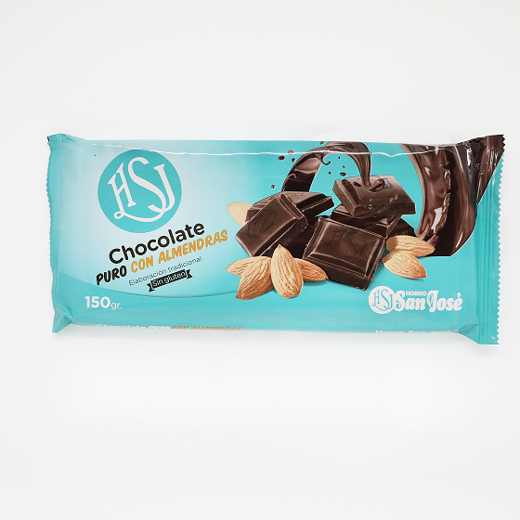 PURE CHOCOLATE WITH ALMONDS - Bar 150 g img0