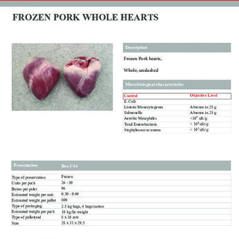 FROZEN PORK HEARTS NO SLASHED