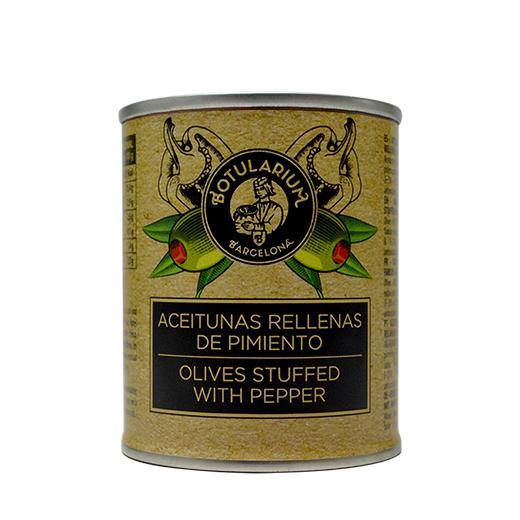 Aceitunas rellenas de anchoa y Aceitunas rellenas de pimiento Botularium (Pack con 5 latitas minibar de cada) img1