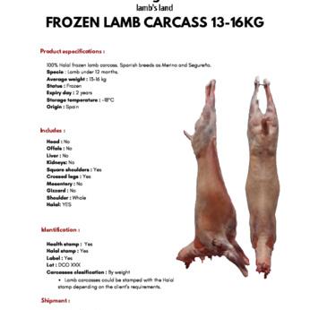 FROZEN LAMB CARCASS 13/16KG STOCKINETTE