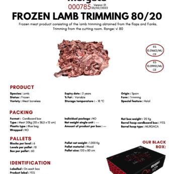 FROZEN LAMB TRIMMING 80/20