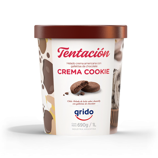 Pote de Helado 1 Litro sabor Crema Cookies